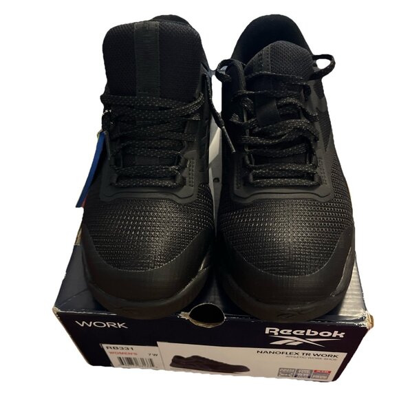 Reebok Work Nanoflex TR RB331 Women Sz 7W Black Composite Toe Work Shoes KHD1275 - Picture 2 of 6